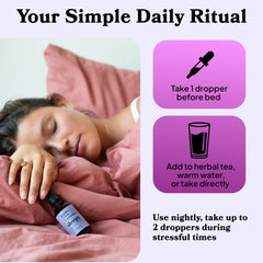 peace. love. hormones. Sleepy packaging shot communicates a natural, women-focused wellness choice.