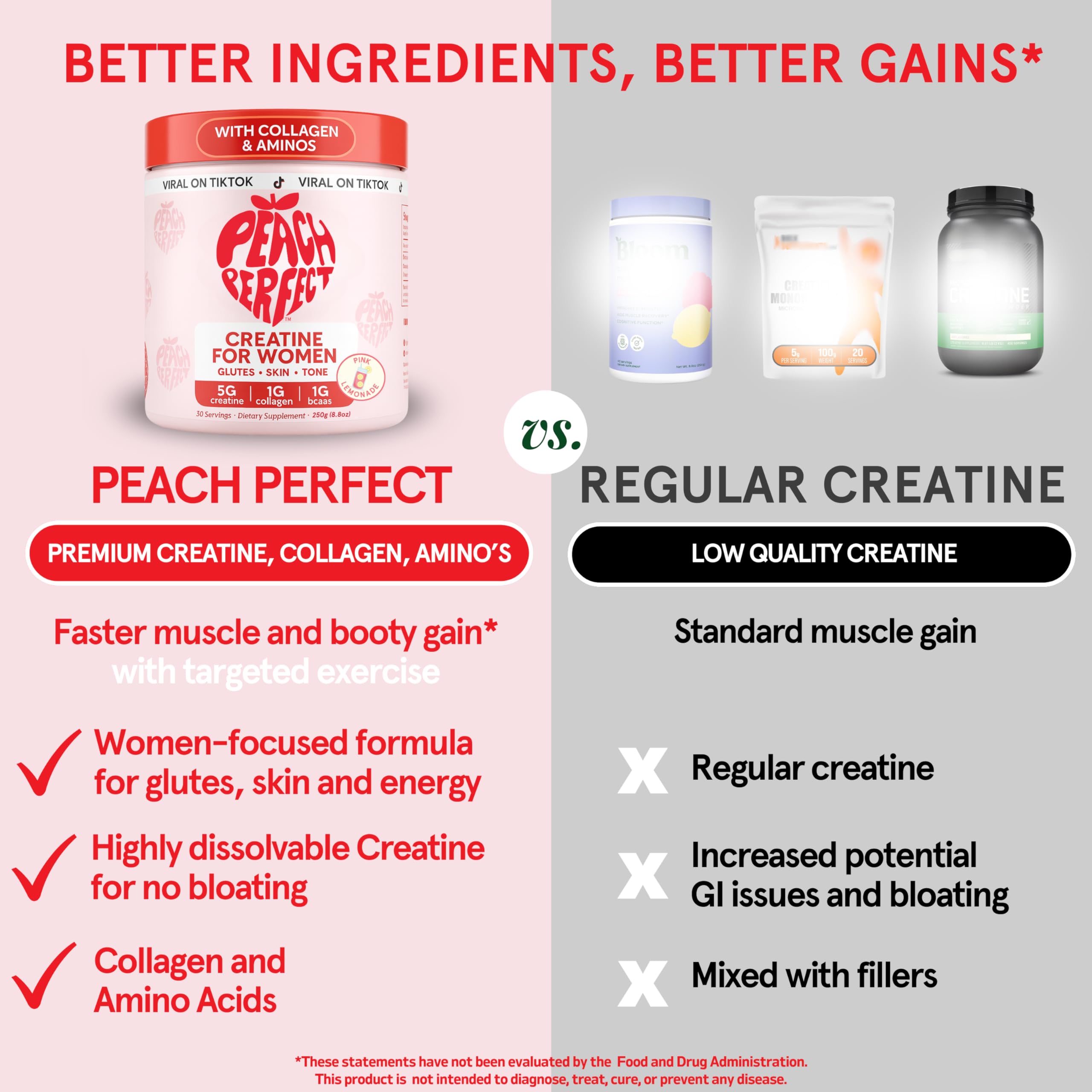 Peach Perfect BCAAs and collagen label highlights recovery support and skin health.
