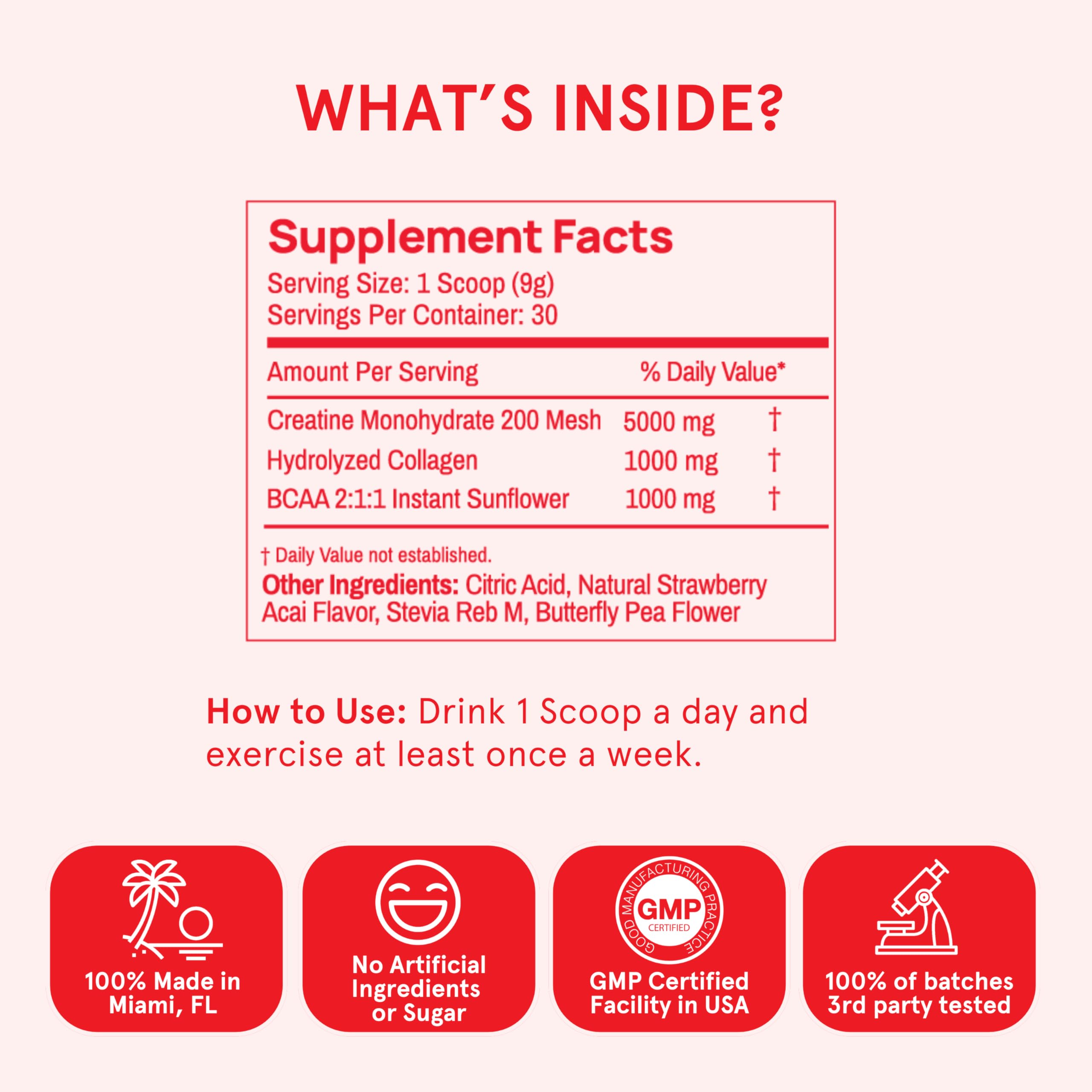 Peach Perfect Creatine Blend serving spoon highlights consistent daily dosing for results