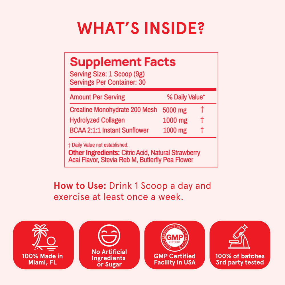Peach Perfect Creatine Blend serving spoon highlights consistent daily dosing for results