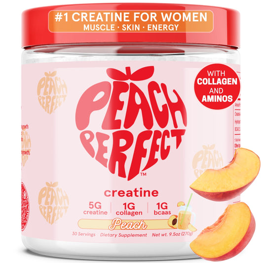 Peach Perfect creatine bottle pour for easy mixing and energy support