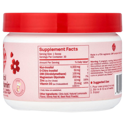 Peach Perfect Inositol label close-up showing vegan, gluten-free, non-GMO features