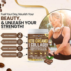Peacock Max coconut MCT oil creamer adding energy to beverages.