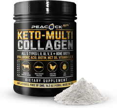 Peacock Max Keto Multi Collagen bottle pour for quick, mess-free daily use.