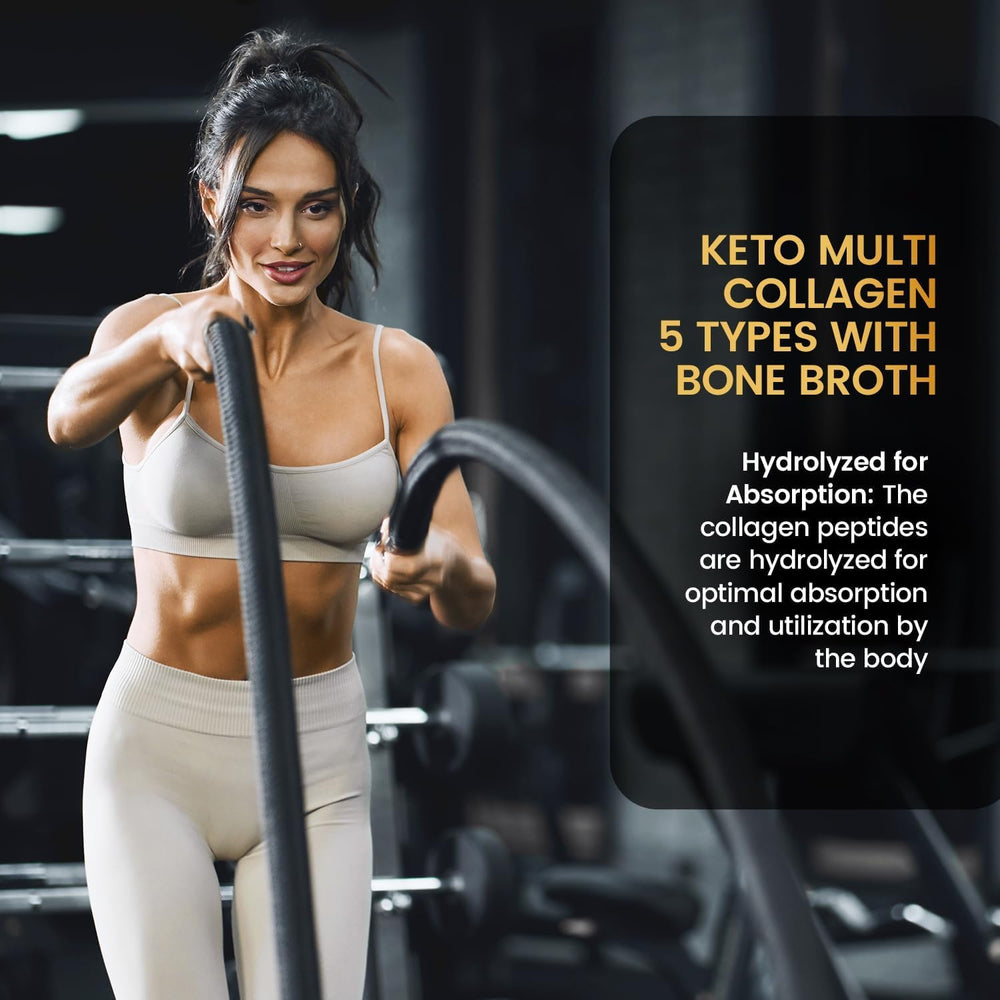 Peacock Max Keto Multi Collagen powder in jar for versatile mixing.