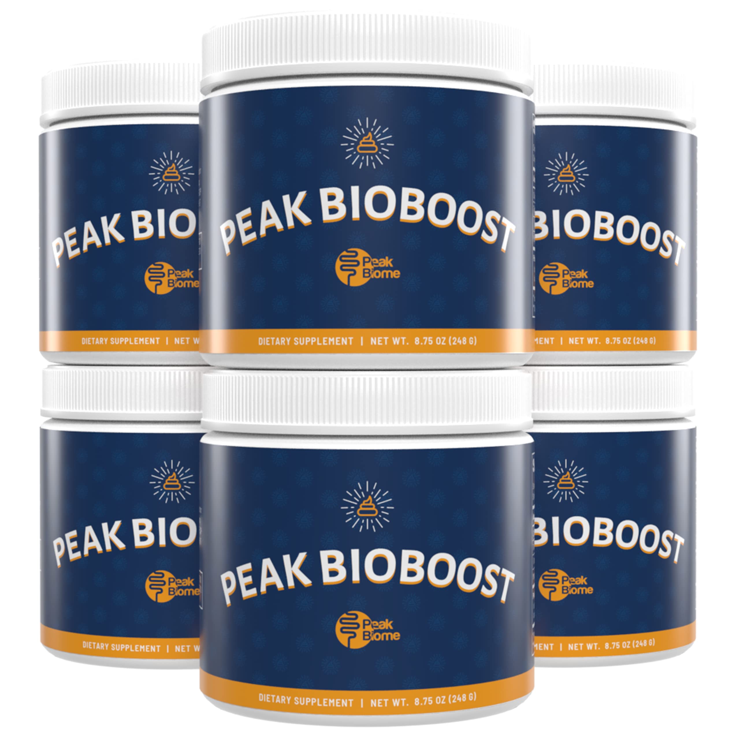 Peak BioBoost bottle close-up showing tasteless prebiotic fiber for daily gut support.