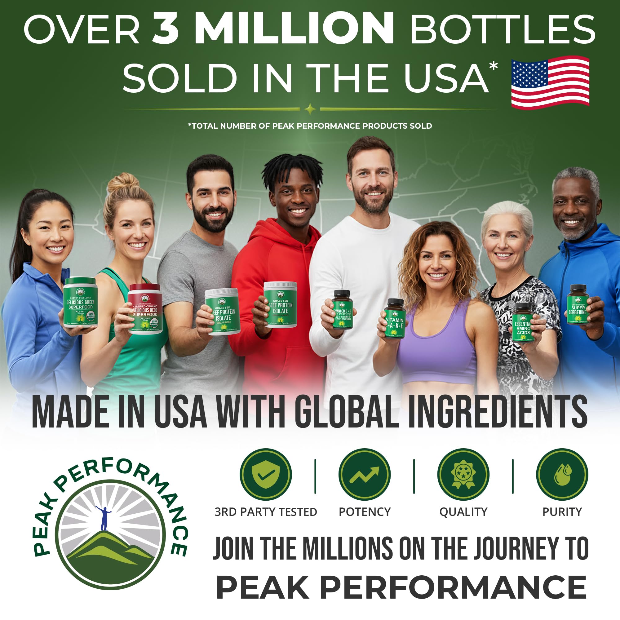Peak Performance All 5 bone broth collagen close-up emphasizing rich texture and protein source.