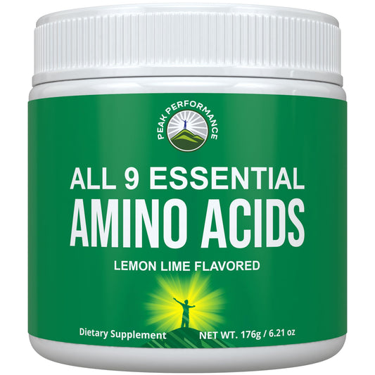 Peak Performance All 9 EAAs powder bottle for post-workout recovery