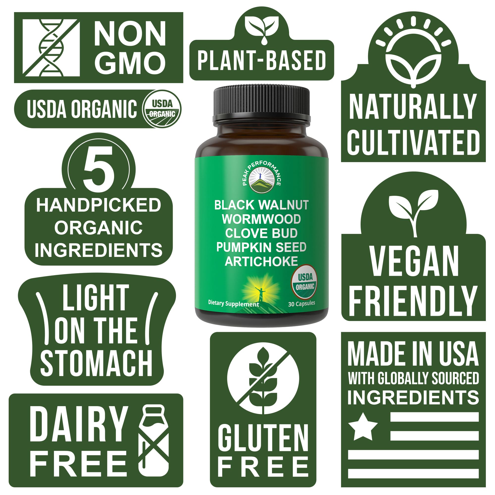 Peak Performance artichoke and pumpkin seed capsules ready for daily digestive support.