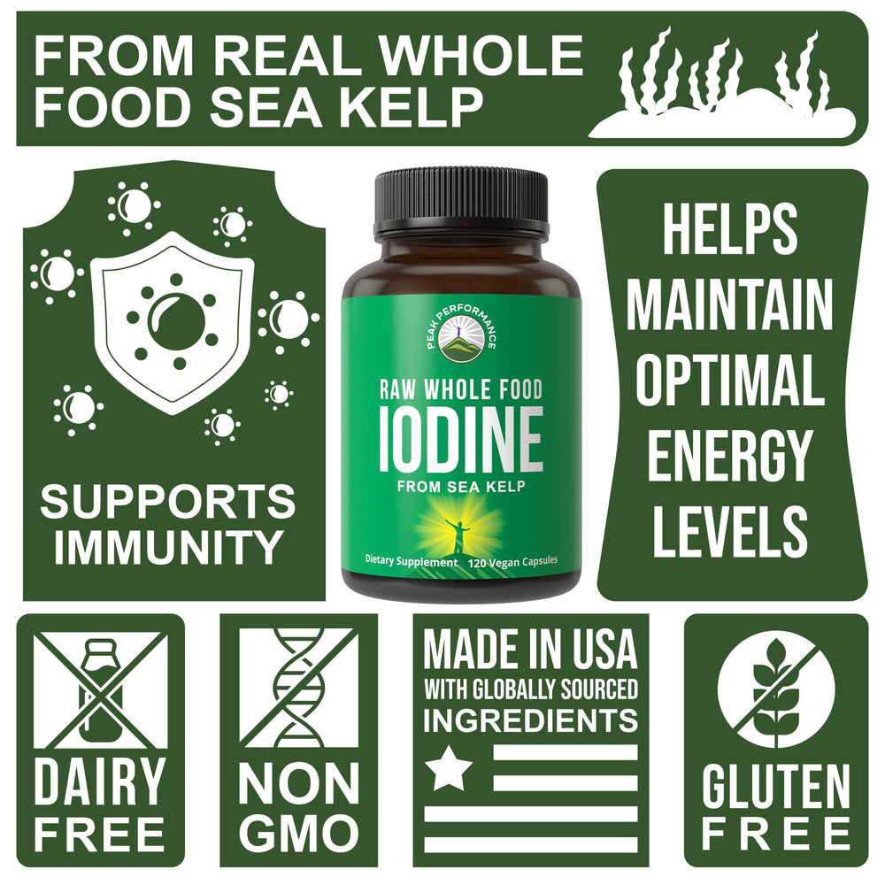 Peak Performance Ascophyllum nodosum kelp source for natural iodine in capsules
