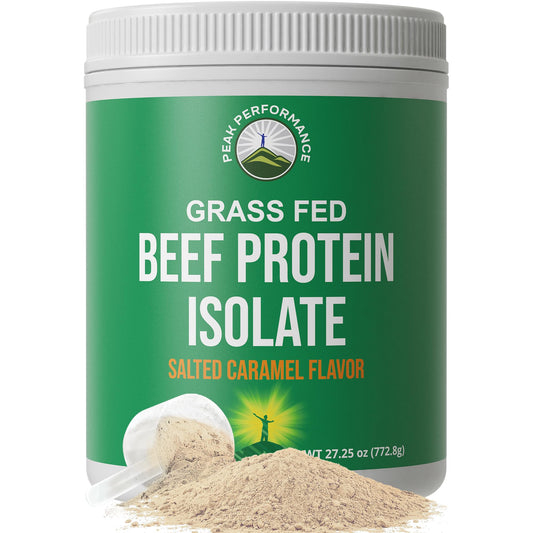 Peak Performance Grass-Fed Beef Protein bottle for convenient post-workout protein