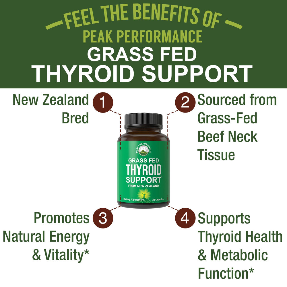 Front label highlights grass-fed sourcing and quality from Peak Performance.