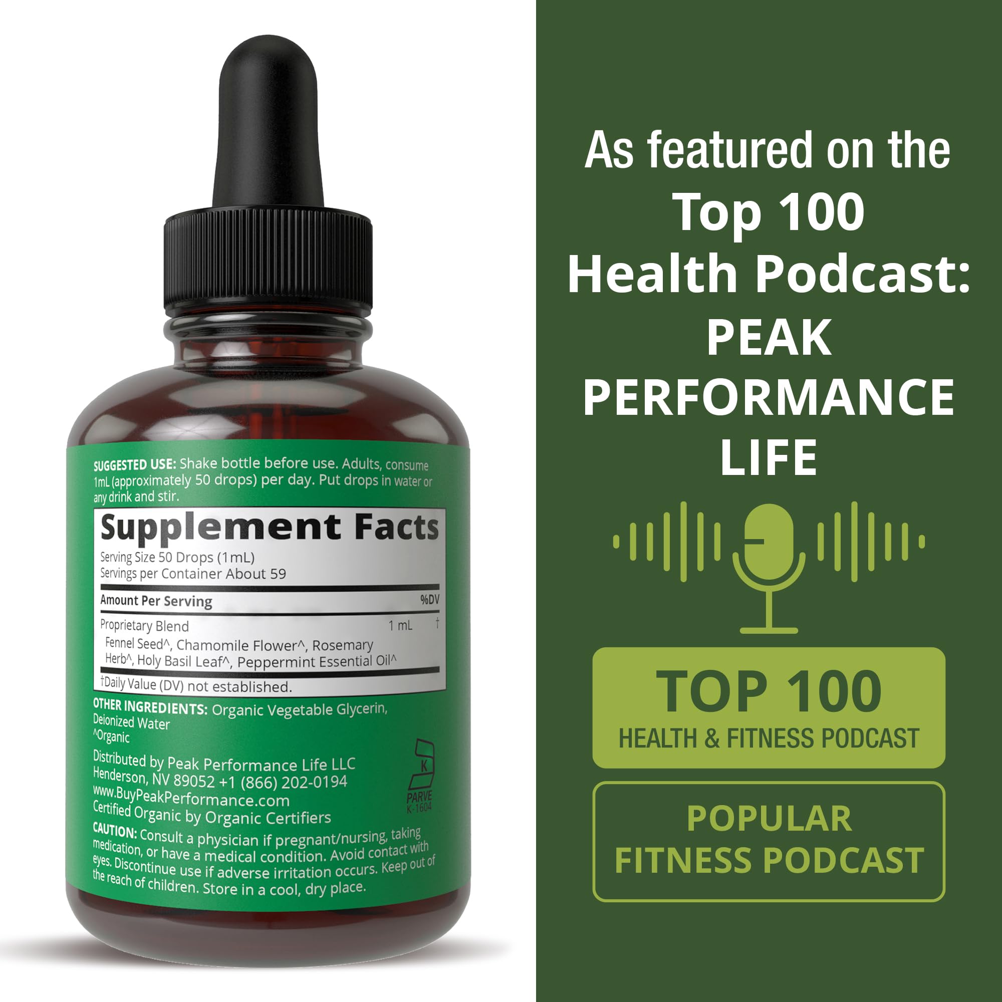 Peak Performance organic peppermint oil noted for refreshing flavor