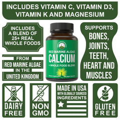 Calcium capsules pour from bottle for easy daily use.