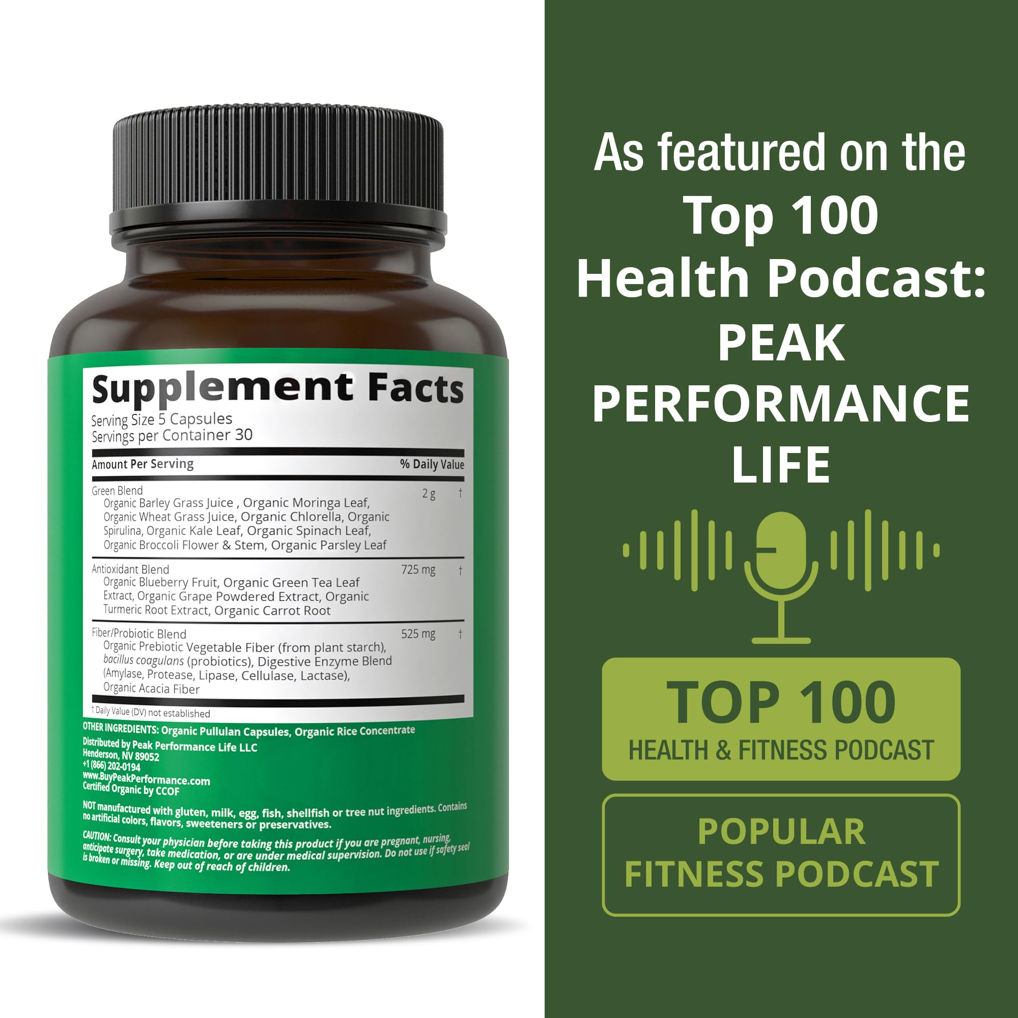 Peak Performance Probiotics closeup highlighting gut-supporting benefits.