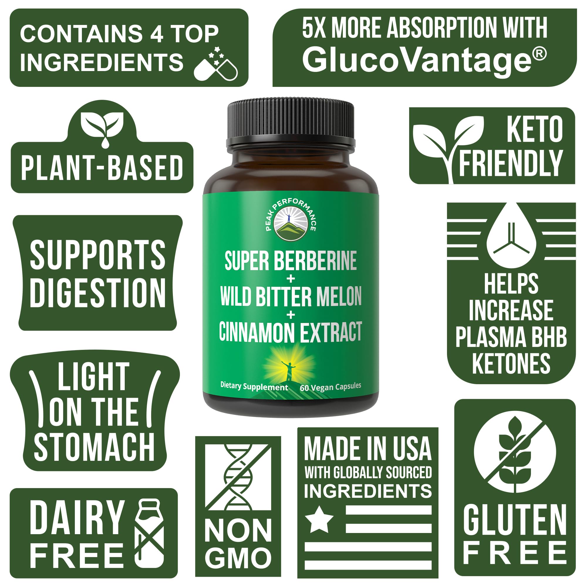 Peak Performance cinnamon extract label emphasizes natural ingredient profile and flavor