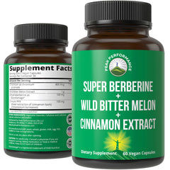 Peak Performance Ultra High Strength 4-in-1 Berberine DHB bottle shows enhanced absorption potential
