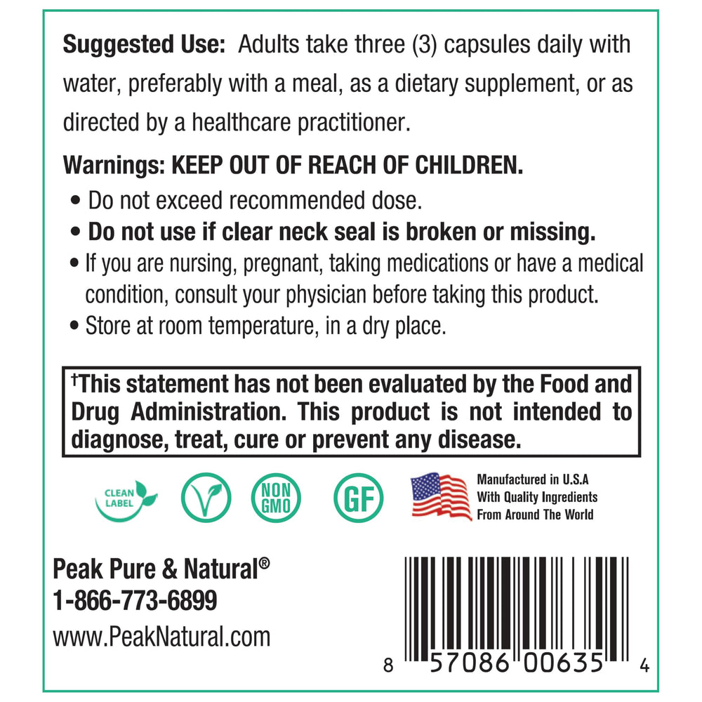 Peak Prostate Support bottle with 90 capsules illustrating convenient daily supplement for men's health.