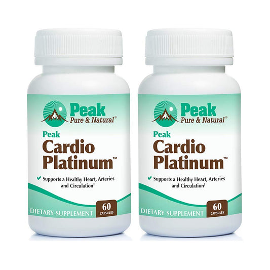 Peak Pure and Natural Peak Cardio Platinum bottle front view for heart support