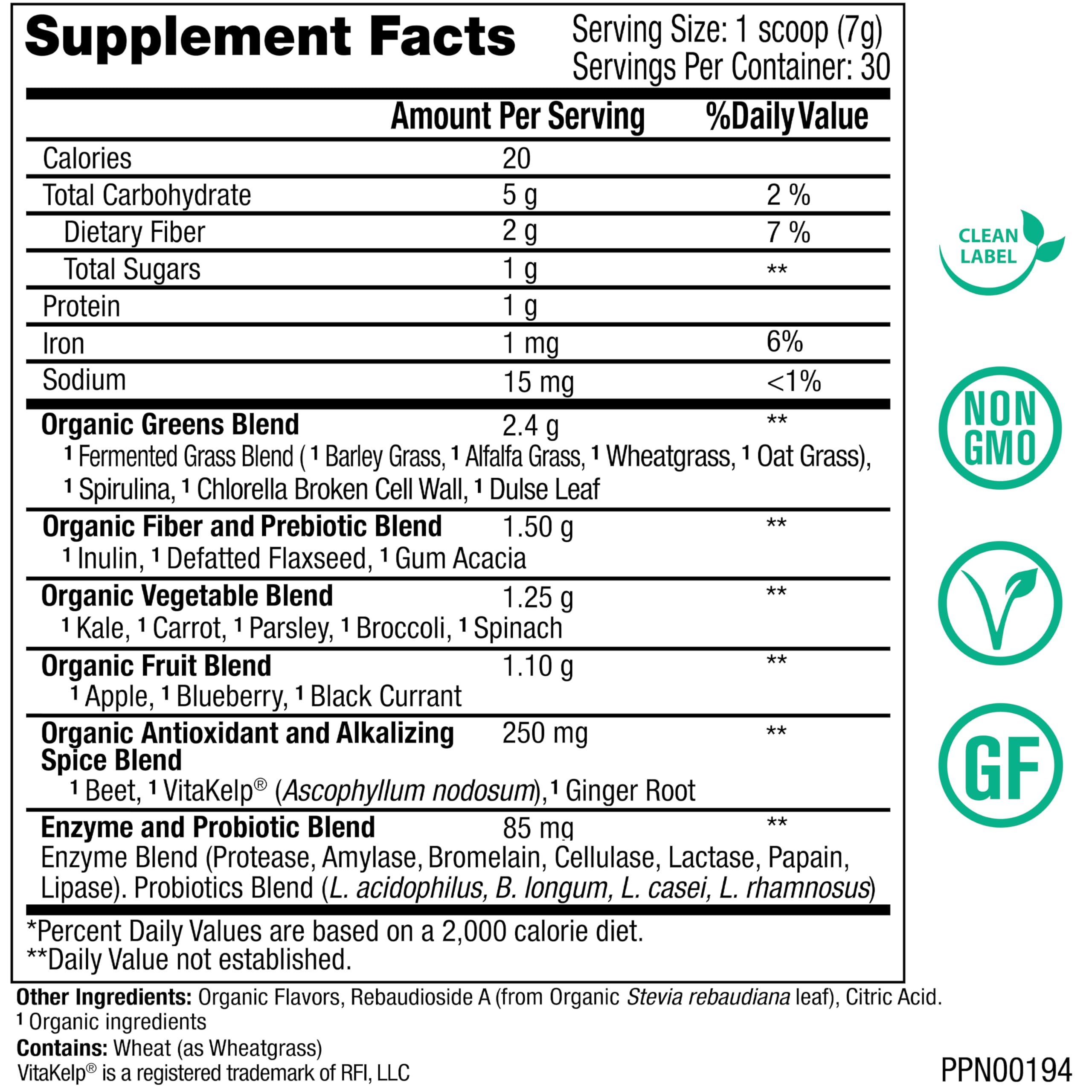 Peak Greens organic antioxidant alkalizing blend image promotes pH balance.