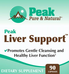 Peak Pure and Natural Peak Liver Support side view shows capsule size for easy daily use.