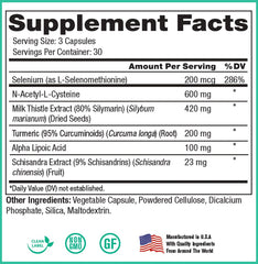 Peak Pure and Natural Peak Liver Support capsules closeup emphasizes milk thistle and detox-friendly ingredients.