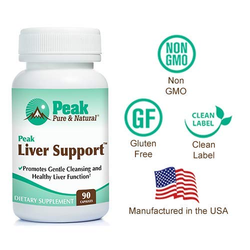 Peak Pure and Natural Peak Liver Support ingredients closeup highlights milk thistle and alpha lipoic acid.