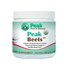 Peak Pure & Natural Peak Organic Fermented Beets canister displayed for daily nitrate support.