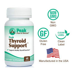USA-made facility seal on Peak Thyroid Support packaging for quality assurance.