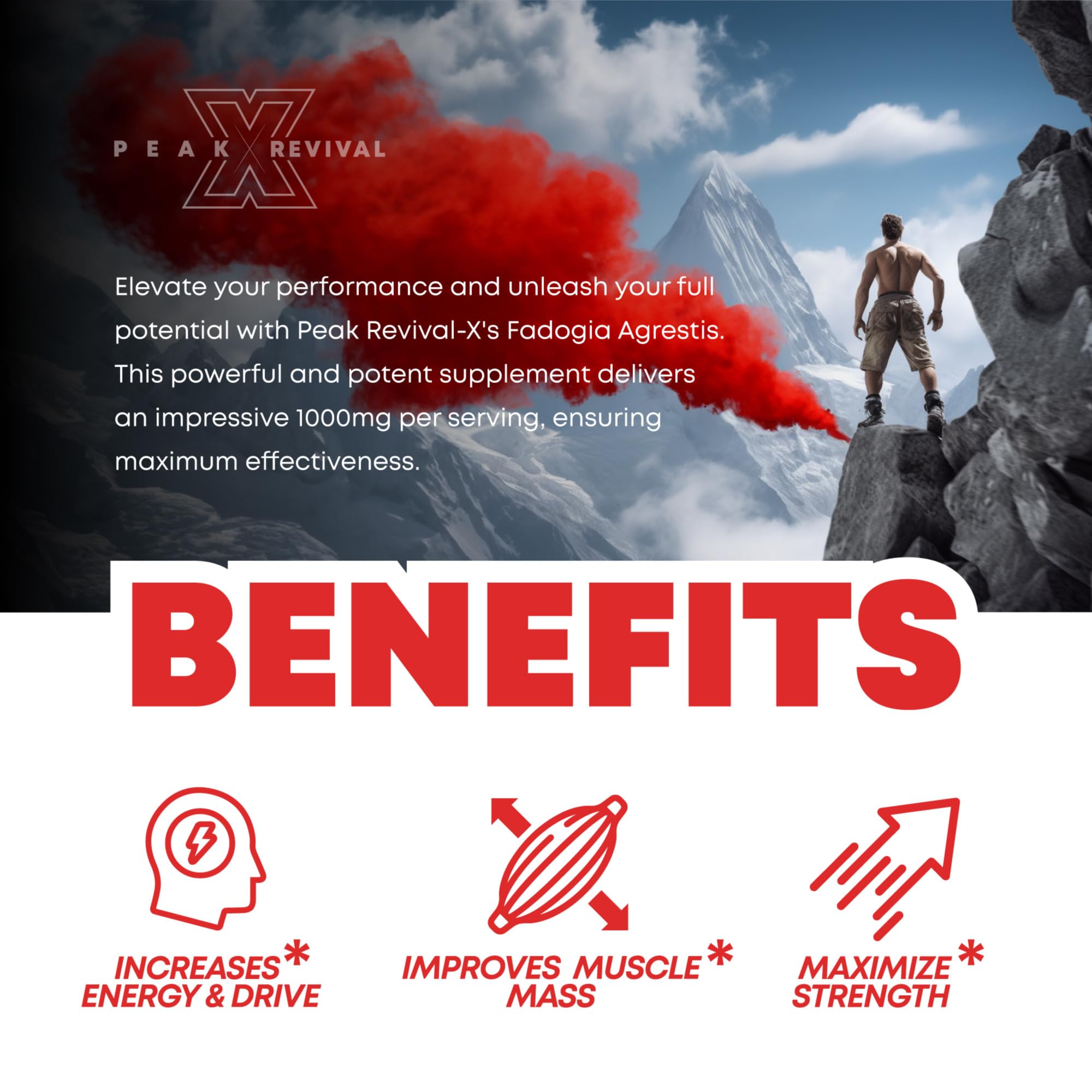 Peak Revival-X label detail with natural ingredients and no artificial additives.