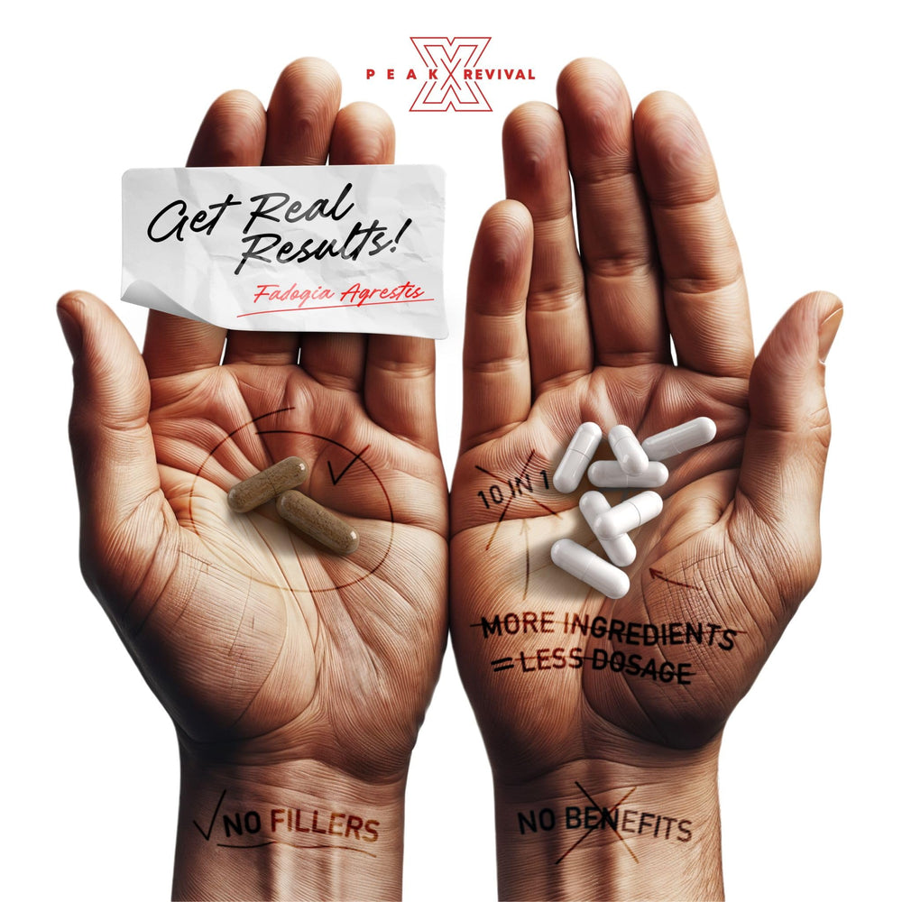 Peak Revival-X natural ingredients icons conveying additive-free formulation for fitness.