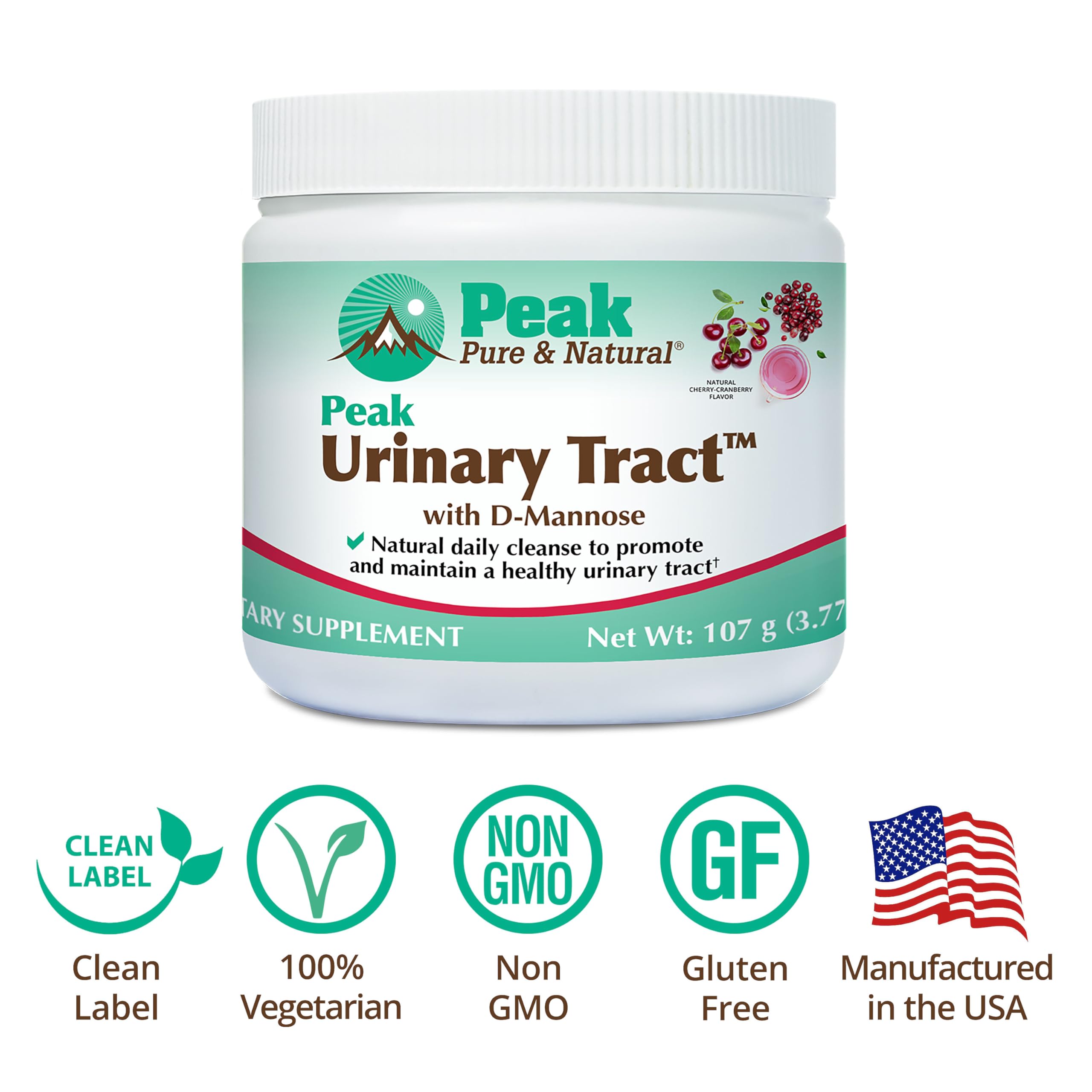 Peak Urinary Tract Powder packaged in USA GMP facility context