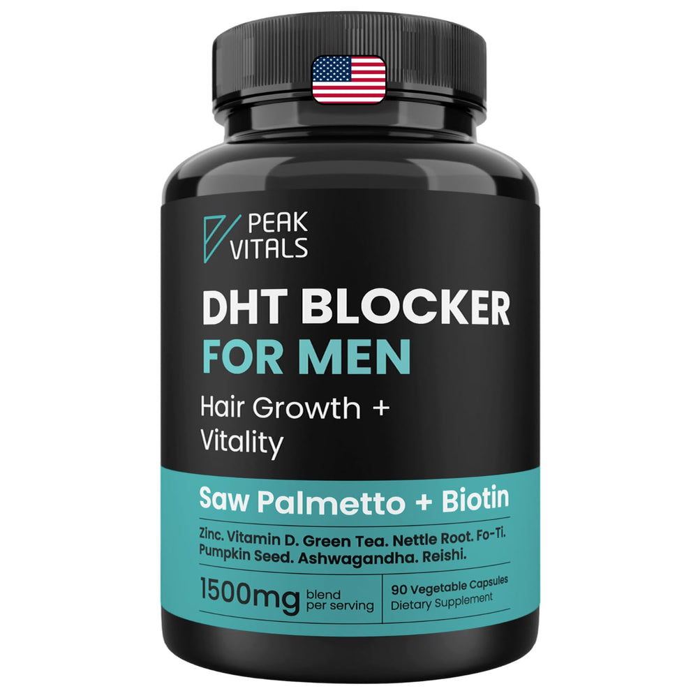 Peak Vitals DHT Blocker bottle with capsules for supporting healthy hair growth