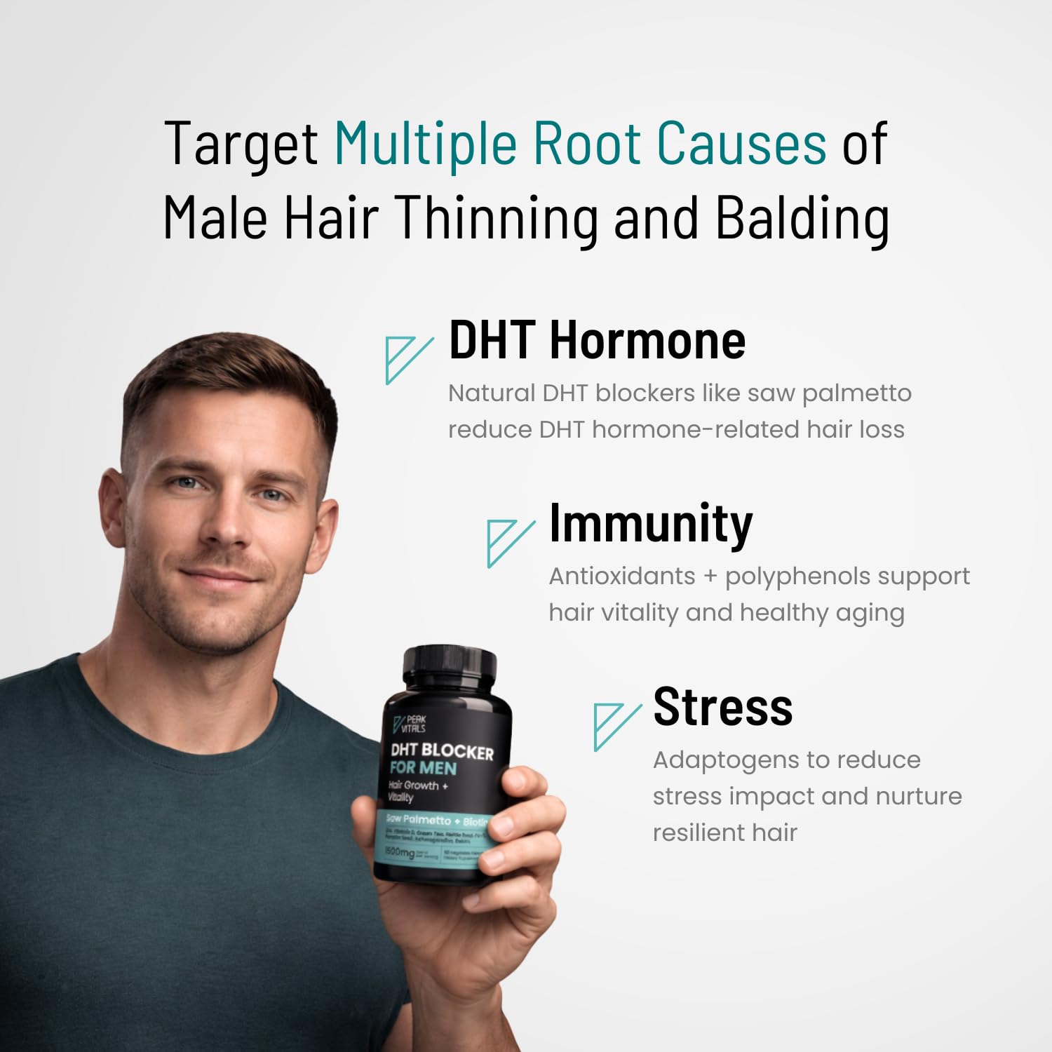 Peak Vitals DHT Blocker pumpkin seed extract focus supports hair vitality