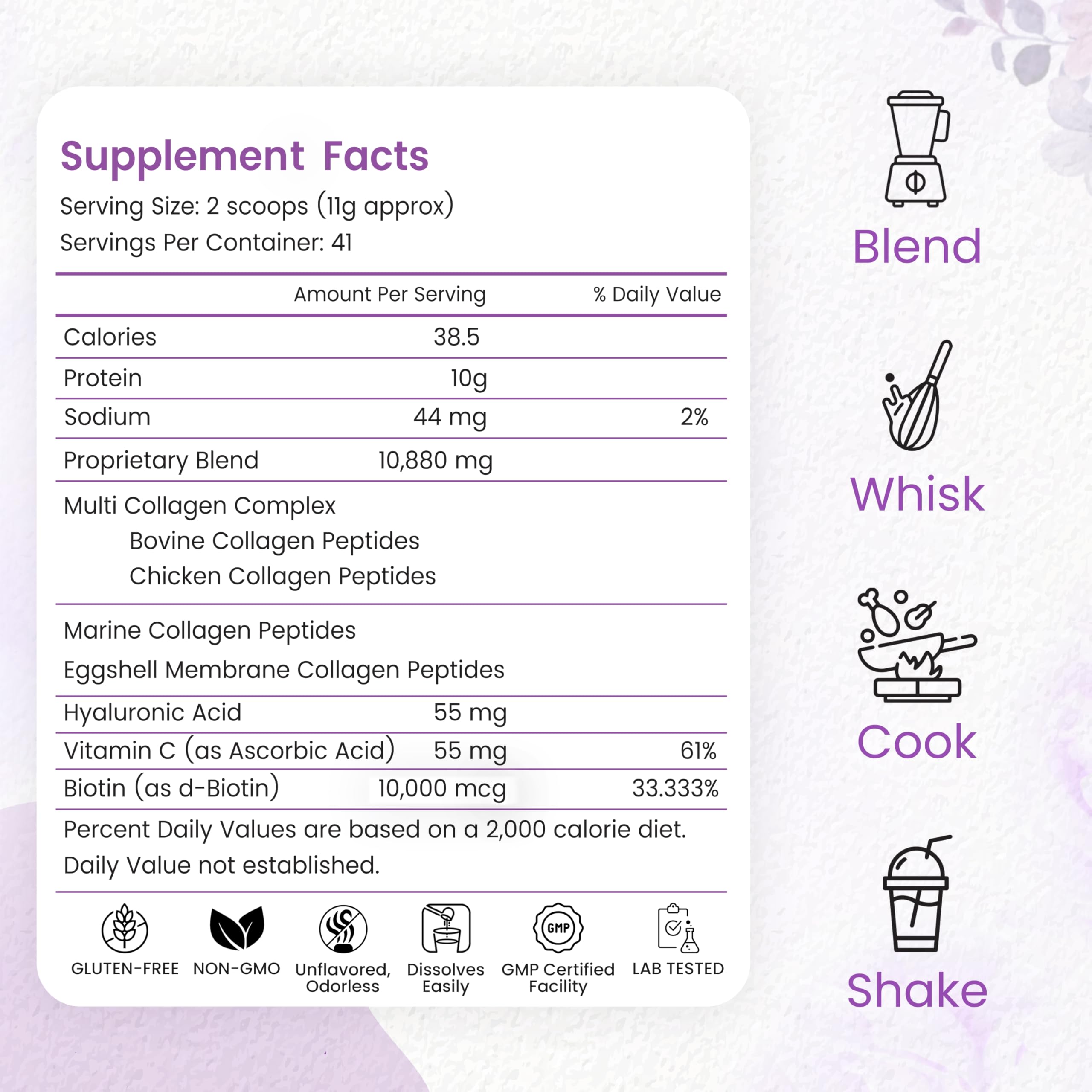 Peakhealth scoop on top of powder highlighting convenient serving size