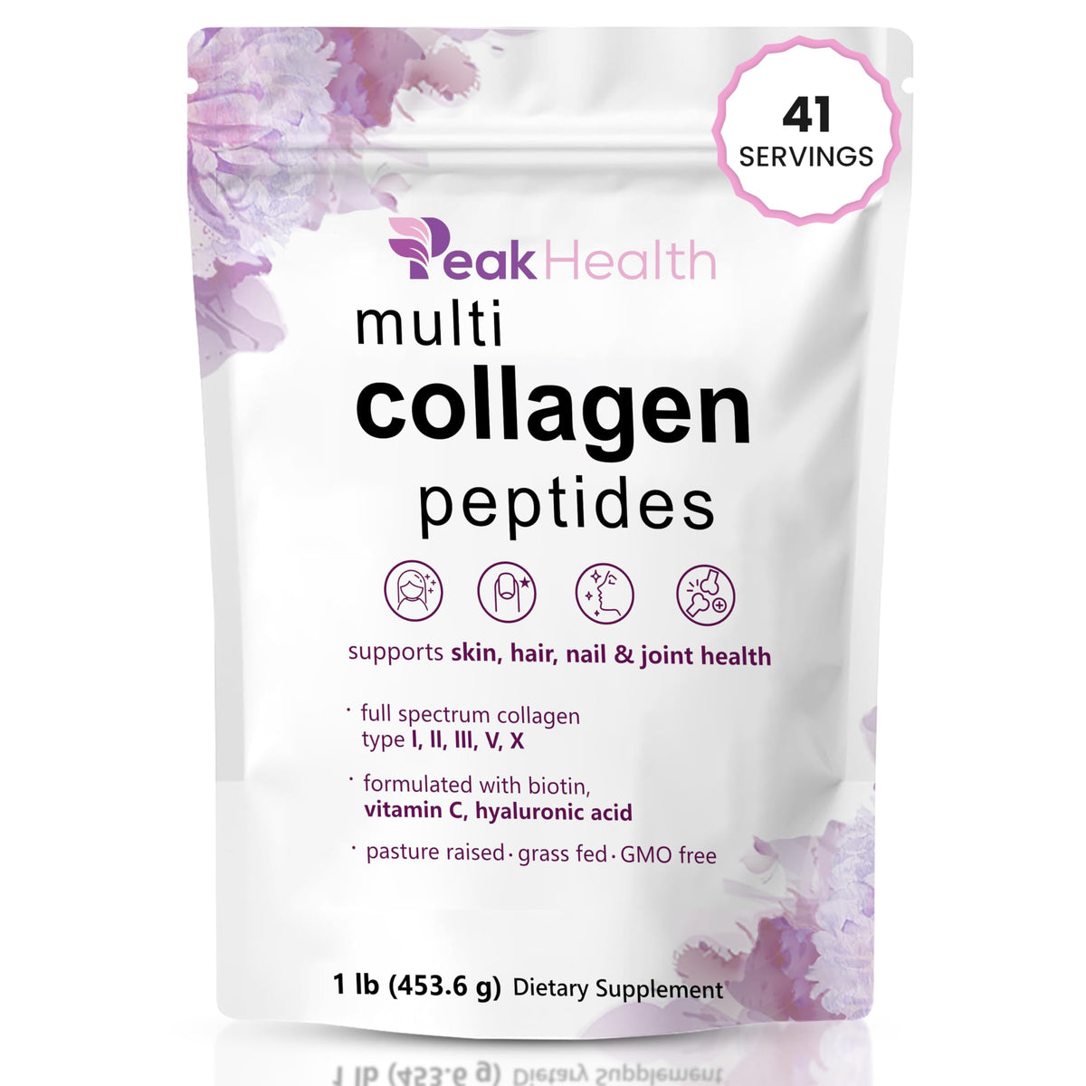 Peakhealth multi collagen powder tub shown for daily protein support