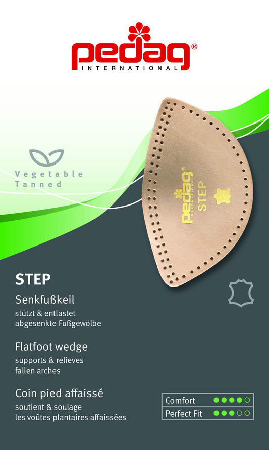 pedag Step arch pad inside shoes provides balanced pressure for steadier steps.