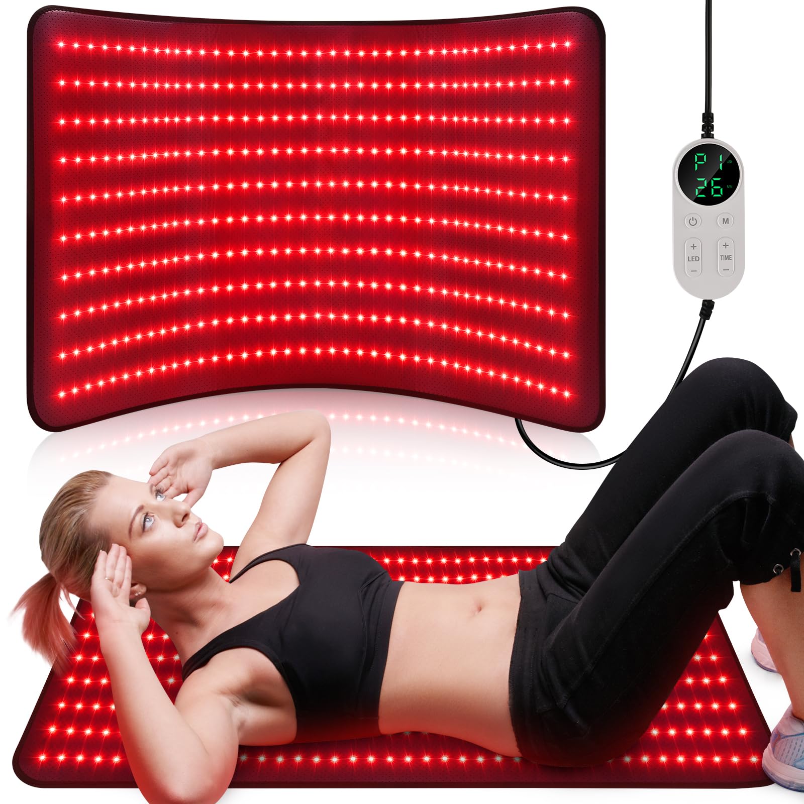 Pedete Red Light Therapy Mat back view for at-home relaxation and targeted warmth.