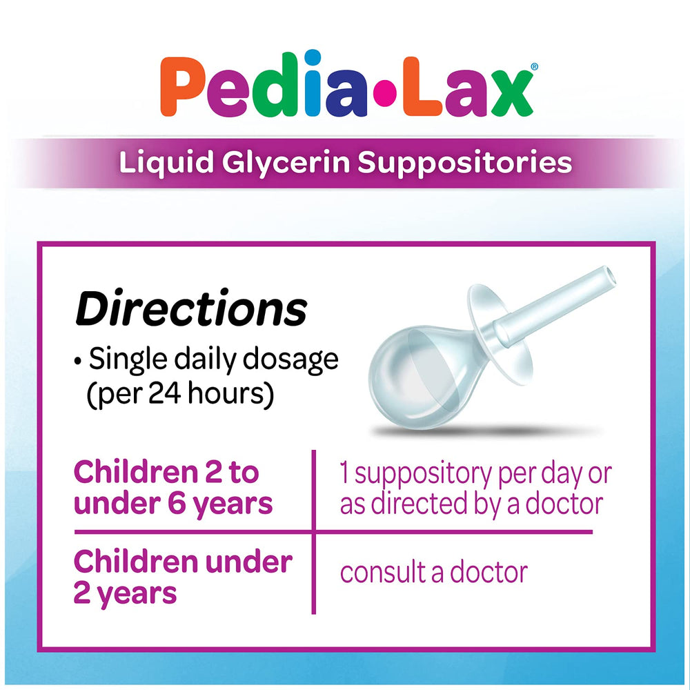 Pedia-Lax designed for ages 2-5 with kid-friendly dosing.