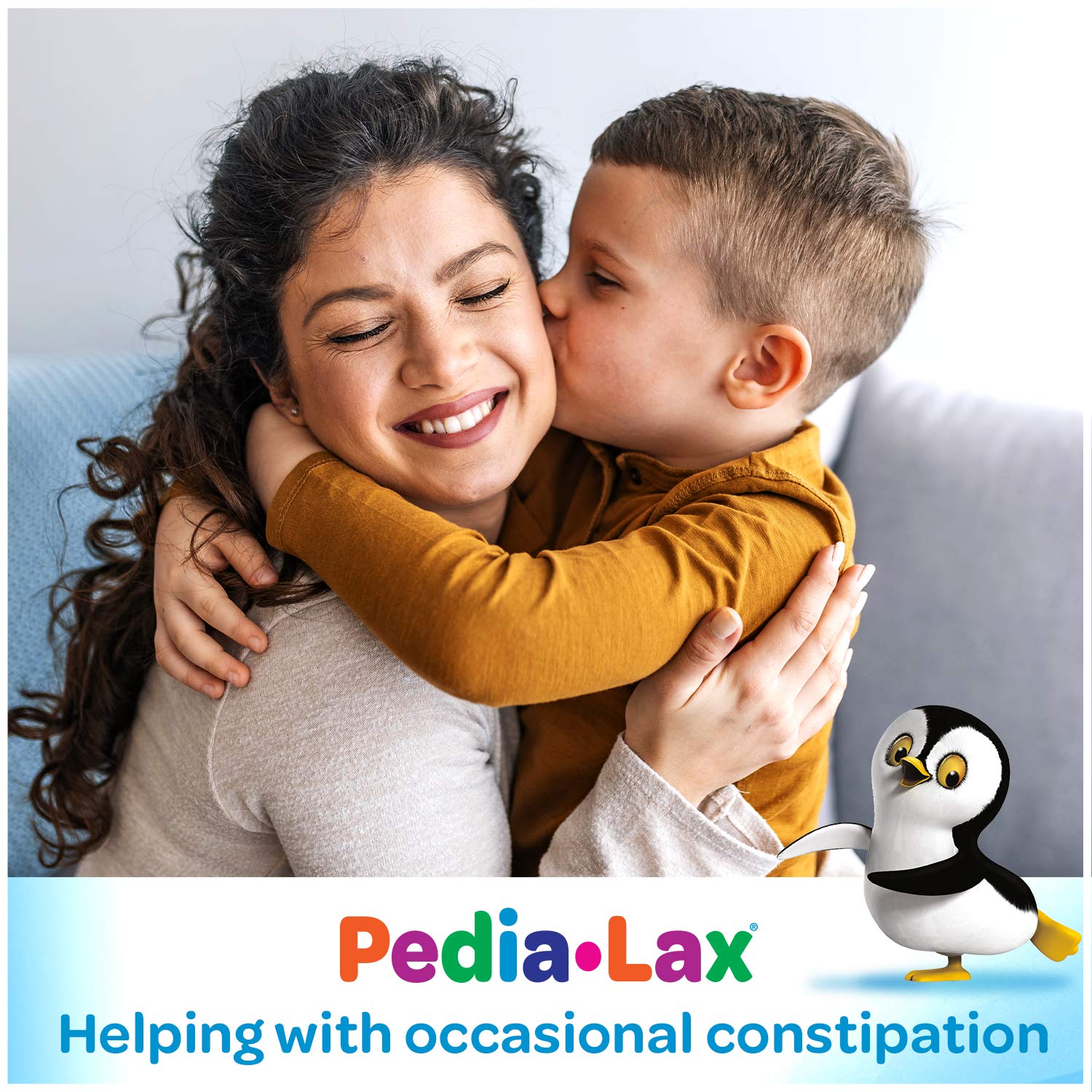 Pedia-Lax dosage-instructions-icon on packaging provides clear directions.