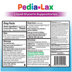 Pedia-Lax dosage guidance helps caregivers follow instructions.