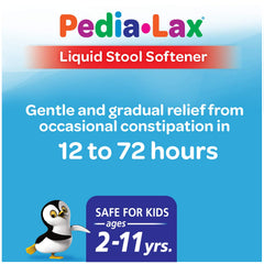 Pedia-Lax berry dosing spoon beside bottle for easy measuring