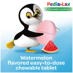 Close-up of a Pedia-Lax watermelon tablet showing texture and flavor.
