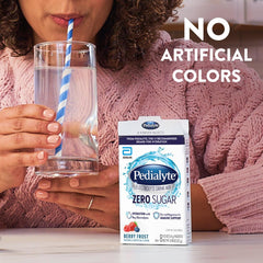 Pedialyte dissolving powder in water supports hydration and electrolyte balance.
