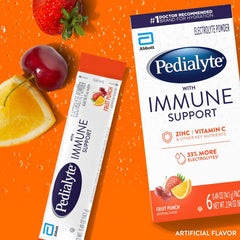 Pedialyte Immune Support packets on the go for convenient hydration anywhere.