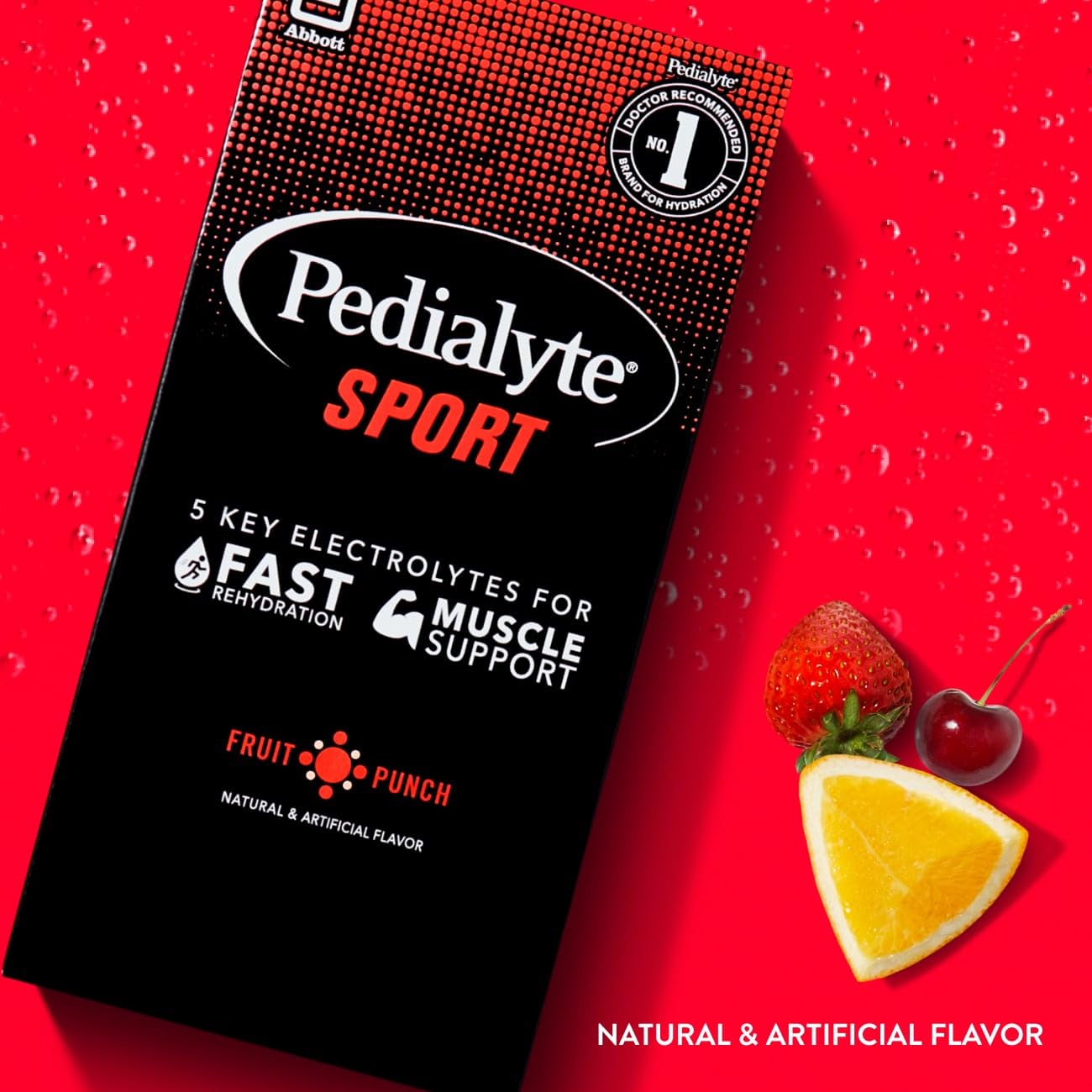Pedialyte Sport Lemon Lime powder packet supports rapid electrolyte balance.
