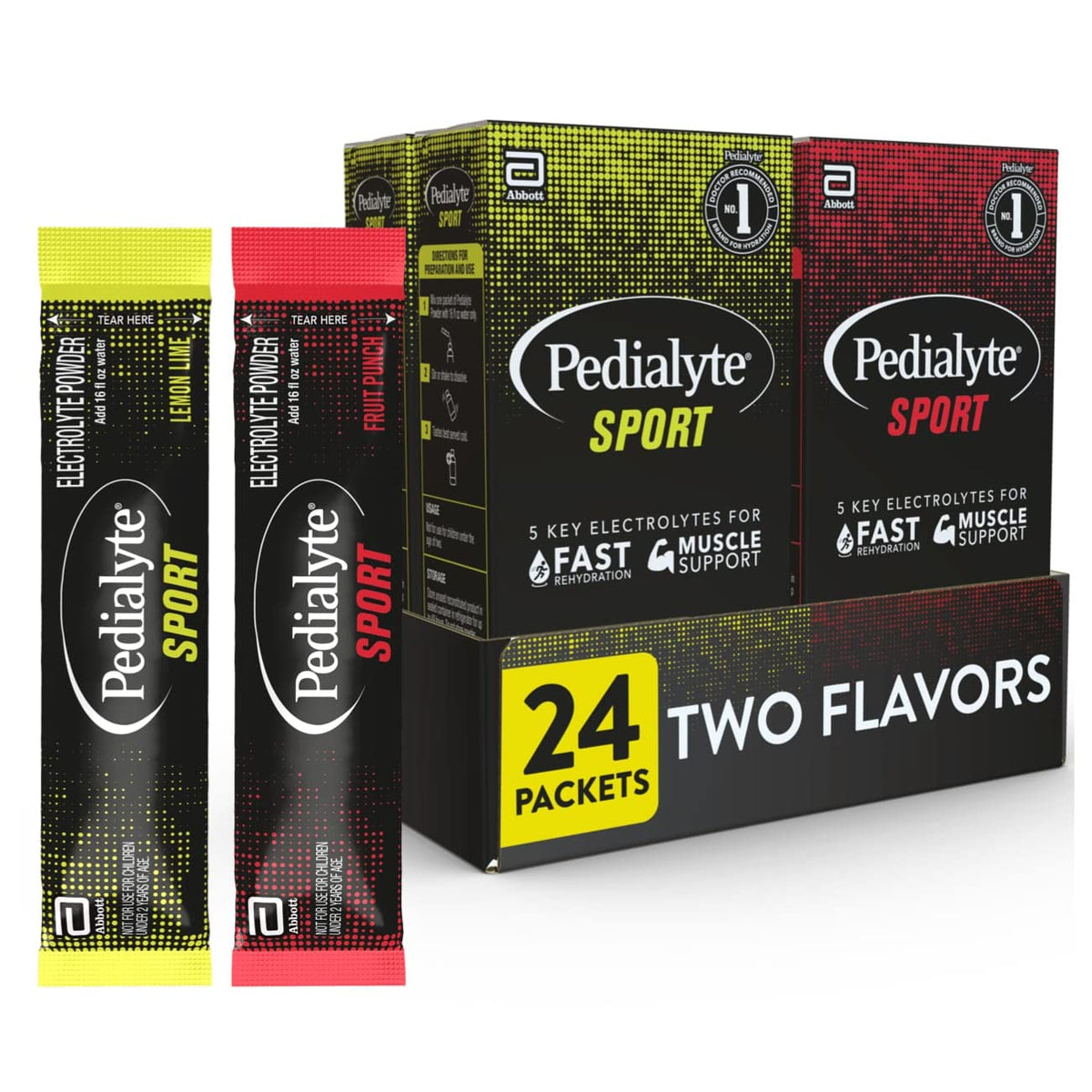 Pedialyte Sport lemon-lime powder packet for easy hydration on the go.
