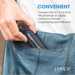 Compact Peeps CarbonKlean size fits pockets for travel-ready cleaning