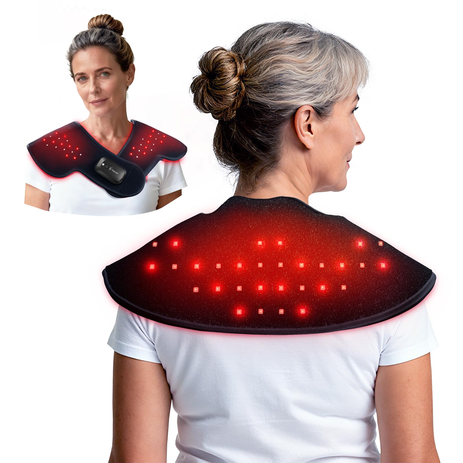 PEEWF shoulder therapy pad front view with red and infrared LEDs for targeted relief