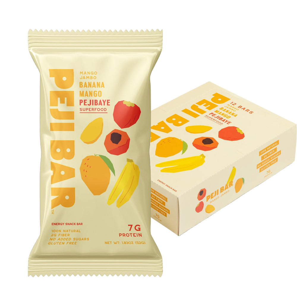 PEJI BAR Mango Jambo bar front-pack image showcasing flavor and clean ingredients for a quick snack.
